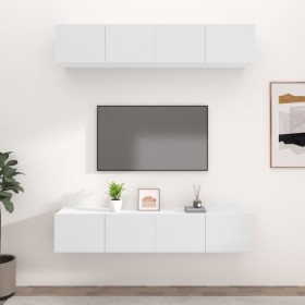 Muebles para TV 4 uds madera contrachapada blanco 80x30x30 cm de vidaXL, Muebles TV - Ref: Foro24-3114182, Precio: 219,97 €, ...