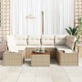 Conjunto de sofá de jardín con cojín 7 pcs Beige Poliratán en Sofás de exterior | Comprar online en Foru.es