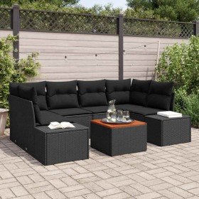 Conjunto de sofá de jardín con cojín 7 pcs Negro Poliratán en Sofás de exterior | Comprar online en Foru.es