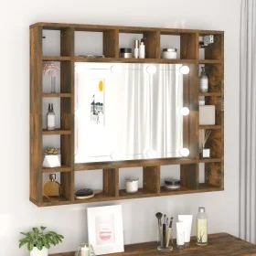Mueble con espejo y LED color roble ahumado 91x15x76,5 cm de vidaXL, Tocadores de baño - Ref: Foro24-820448, Precio: 77,48 €,...