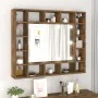 Mueble con espejo y LED color roble ahumado 91x15x76,5 cm de vidaXL, Tocadores de baño - Ref: Foro24-820448, Precio: 77,48 €,...