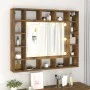 Mueble con espejo y LED color roble ahumado 91x15x76,5 cm de vidaXL, Tocadores de baño - Ref: Foro24-820448, Precio: 77,48 €,...