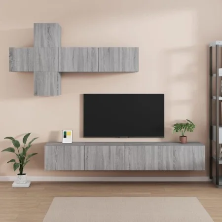 Set de muebles para TV 7 pzas madera contrachapada gris Sonoma de vidaXL, Muebles TV - Ref: Foro24-3114524, Precio: 204,71 €,...