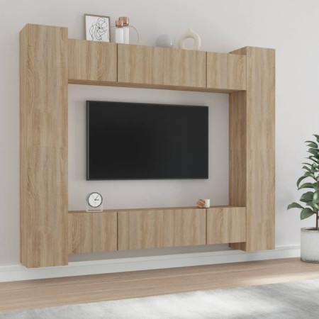Set de muebles para TV 8 pzas madera contrachapada roble Sonoma de vidaXL, Muebles TV - Ref: Foro24-3114232, Precio: 364,51 €...