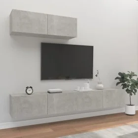 Set de muebles de TV 3 pzas madera contrachapada gris hormigón de vidaXL, Muebles TV - Ref: Foro24-3114481, Precio: 137,75 €,...
