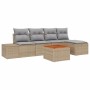 Conjunto de sofá de jardín con cojín 6 pcs Beige Poliratán en Sofás de exterior | Comprar online en Foru.es