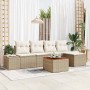 Conjunto de sofá de jardín con cojín 6 pcs Beige Poliratán en Sofás de exterior | Comprar online en Foru.es