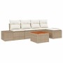 Conjunto de sofá de jardín con cojín 6 pcs Beige Poliratán en Sofás de exterior | Comprar online en Foru.es