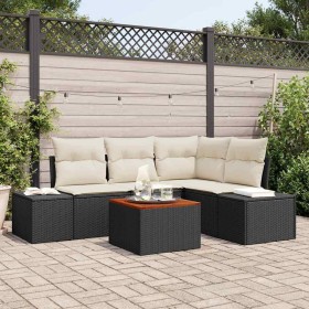 Conjunto de sofás de jardín 5 pcs Negro ratán sintético en Sofás de exterior | Comprar online en Foru.es