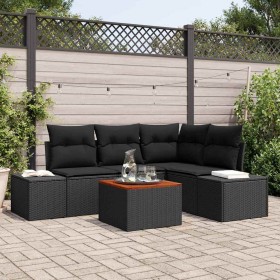 Conjunto de sofás de jardín 5 pcs Negro ratán sintético en Sofás de exterior | Comprar online en Foru.es
