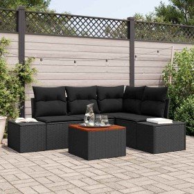 Conjunto de sofás de jardín 5 pcs Negro ratán sintético en Sofás de exterior | Comprar online en Foru.es