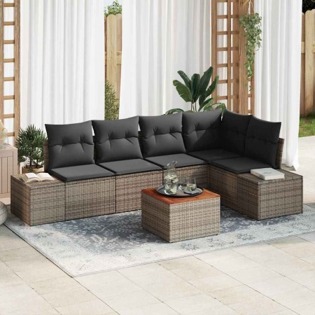 Conjunto de sofás de jardín 6 pcs Gris ratán sintético en Sofás de exterior | Comprar online en Foru.es