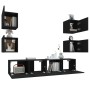 Set de muebles para TV 6 piezas madera contrachapada negro de vidaXL, Muebles TV - Ref: Foro24-3114255, Precio: 185,19 €, Des...