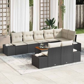 Conjunto de sofá de jardín con cojín 9 pcs Negro Poliratán en Sofás de exterior | Comprar online en Foru.es