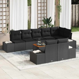 Conjunto de sofá de jardín con cojín 9 pcs Negro Poliratán en Sofás de exterior | Comprar online en Foru.es