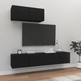 Set de muebles para TV 3 piezas madera contrachapada negro de vidaXL, Muebles TV - Ref: Foro24-3114471, Precio: 136,03 €, Des...