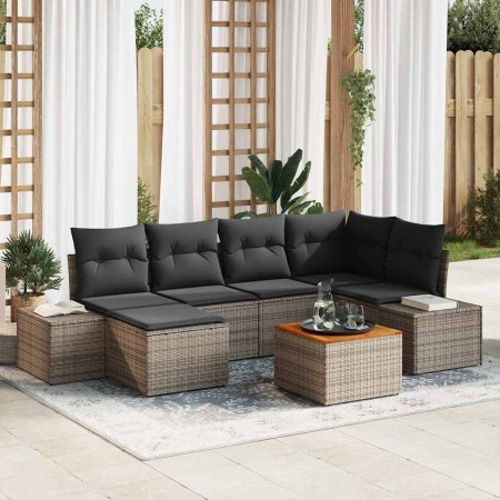 Conjunto de sofás de jardín 7 pcs Gris ratán sintético en Sofás de exterior | Comprar online en Foru.es