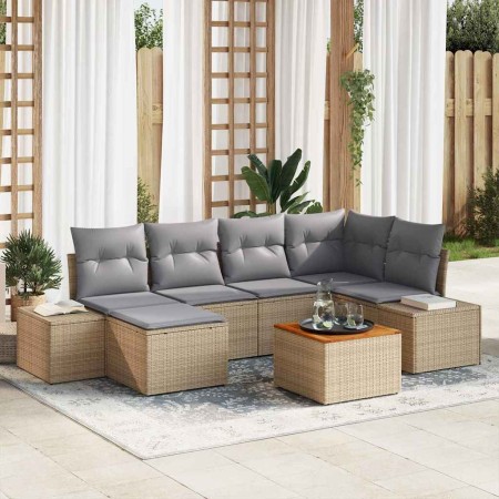 Conjunto de sofás de jardín 7 pcs Beige ratán sintético en Sofás de exterior | Comprar online en Foru.es