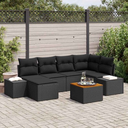 Conjunto de sofás de jardín 7 pcs Negro ratán sintético en Sofás de exterior | Comprar online en Foru.es
