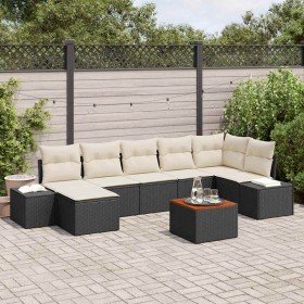 Conjunto de sofá de jardín con cojín 8 pcs Negro Poliratán en Sofás de exterior | Comprar online en Foru.es