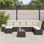 Conjunto de sofá de jardín con cojín 8 pcs Negro Poliratán en Sofás de exterior | Comprar online en Foru.es
