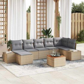 Conjunto de sofás de jardín 8 pcs Beige ratán sintético en Sofás de exterior | Comprar online en Foru.es