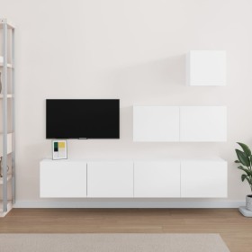 Set de muebles para TV 4 piezas madera contrachapada blanco de vidaXL, Muebles TV - Ref: Foro24-3114646, Precio: 179,12 €, De...