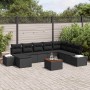 Conjunto de sofá de jardín con cojín 9 pcs Negro Poliratán en Sofás de exterior | Comprar online en Foru.es