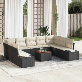 Conjunto de sofás de jardín 10 pcs Negro ratán sintético en Sofás de exterior | Comprar online en Foru.es