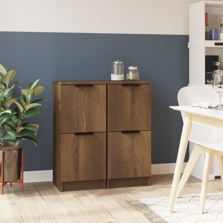 Aparadores 2 uds madera contrachapada marrón roble30x30x70 cm de vidaXL, Aparadores - Ref: Foro24-817023, Precio: 63,53 €, De...
