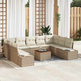 Conjunto de sofás de jardín 10 pcs Beige ratán sintético en Sofás de exterior | Comprar online en Foru.es