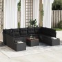 Conjunto de sofás de jardín 10 pcs Negro ratán sintético en Sofás de exterior | Comprar online en Foru.es