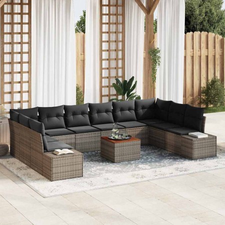 Conjunto de sofás de jardín 11 pcs Gris ratán sintético en Sofás de exterior | Comprar online en Foru.es