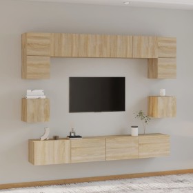 Set de muebles para TV 8 pzas madera contrachapada roble Sonoma de vidaXL, Muebles TV - Ref: Foro24-3114416, Precio: 278,78 €...