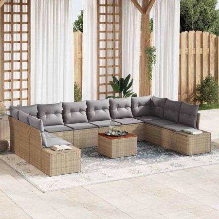 Conjunto de sofás de jardín 11 pcs Beige ratán sintético en Sofás de exterior | Comprar online en Foru.es