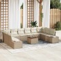 Conjunto de sofás de jardín 11 pcs Beige ratán sintético en Sofás de exterior | Comprar online en Foru.es