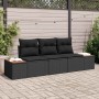 Conjunto de sofá de jardín 3 pcs Negro ratán sintético en Sofás de exterior | Comprar online en Foru.es