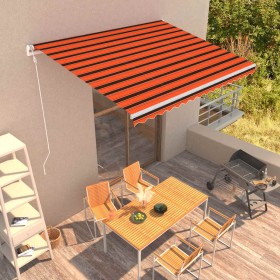 Toldo automático retráctil naranja y marrón 400x300 cm en Toldos | Comprar online en Foru.es