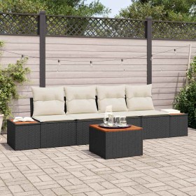 Conjunto de sofás de jardín con cojín 5 pcs Negro Poliratán en Sofás de exterior | Comprar online en Foru.es