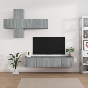 Set de muebles para TV 7 pzas madera contrachapada gris Sonoma de vidaXL, Muebles TV - Ref: Foro24-3114516, Precio: 193,91 €,...