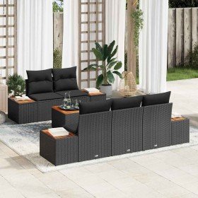 Conjunto de sofás de jardín con cojín 6 pcs Negro Poliratán en Sofás de exterior | Comprar online en Foru.es