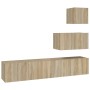 Set de muebles para TV 4 pzas madera contrachapada roble Sonoma de vidaXL, Muebles TV - Ref: Foro24-3114640, Precio: 121,63 €...