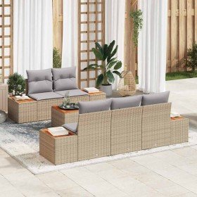 Conjunto de sofás de jardín con cojín 6 pcs Beige Poliratán en Sofás de exterior | Comprar online en Foru.es