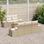 Conjunto de sofás de jardín con cojín 6 pcs Beige Poliratán en Sofás de exterior | Comprar online en Foru.es