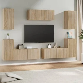Set de muebles para TV 7 pzas madera contrachapada roble Sonoma de vidaXL, Muebles TV - Ref: Foro24-3114304, Precio: 249,22 €...