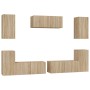 Set de muebles para TV 7 pzas madera contrachapada roble Sonoma de vidaXL, Muebles TV - Ref: Foro24-3114304, Precio: 249,27 €...