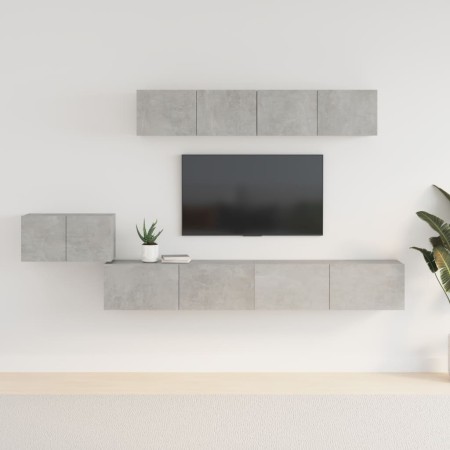 Set de muebles de TV 5 pzas madera contrachapada gris hormigón de vidaXL, Muebles TV - Ref: Foro24-3114433, Precio: 197,97 €,...
