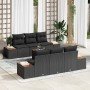 Conjunto de sofás de jardín con cojín 7 pcs Negro Poliratán en Sofás de exterior | Comprar online en Foru.es
