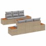 Conjunto de sofás de jardín con cojín 7 pcs Beige Poliratán en Sofás de exterior | Comprar online en Foru.es