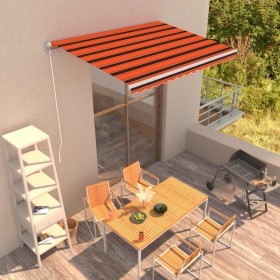Toldo retráctil manual naranja y marrón 350x250 cm en Toldos | Comprar online en Foru.es